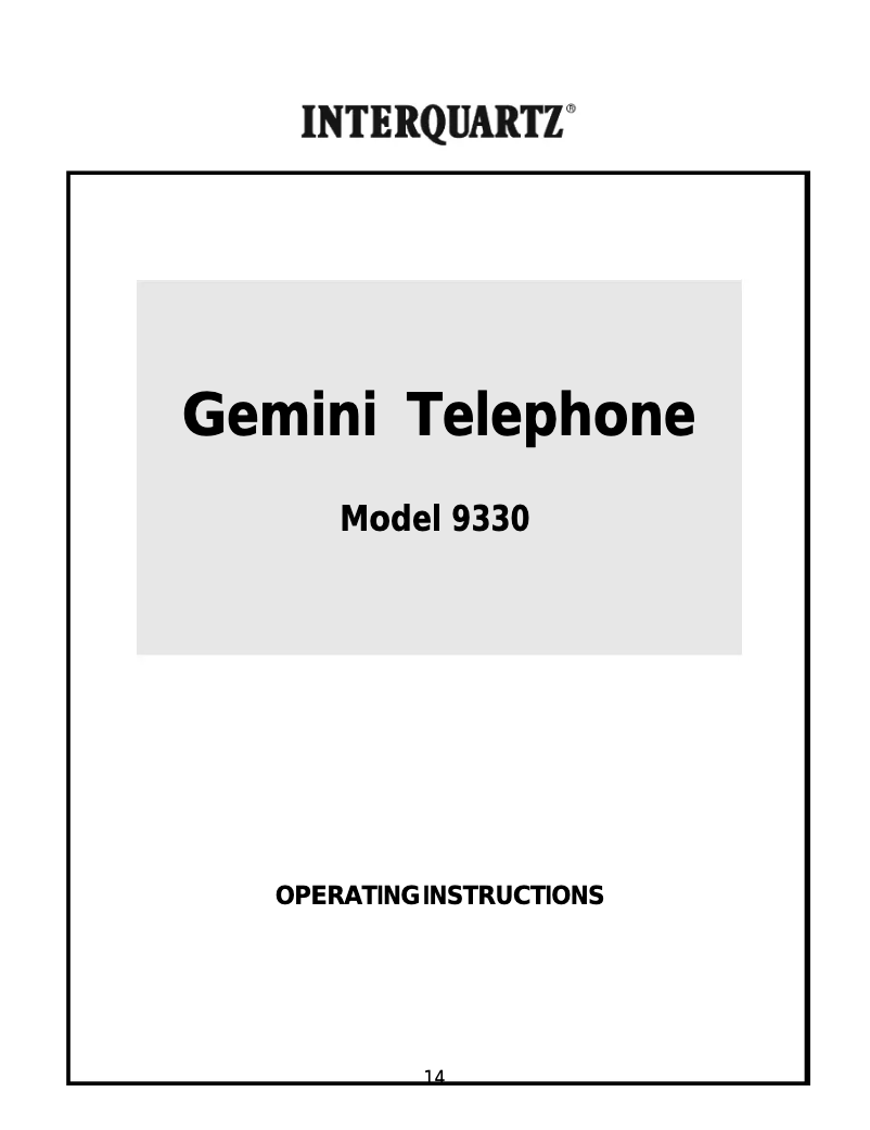 First page image of the manual for 9330B4