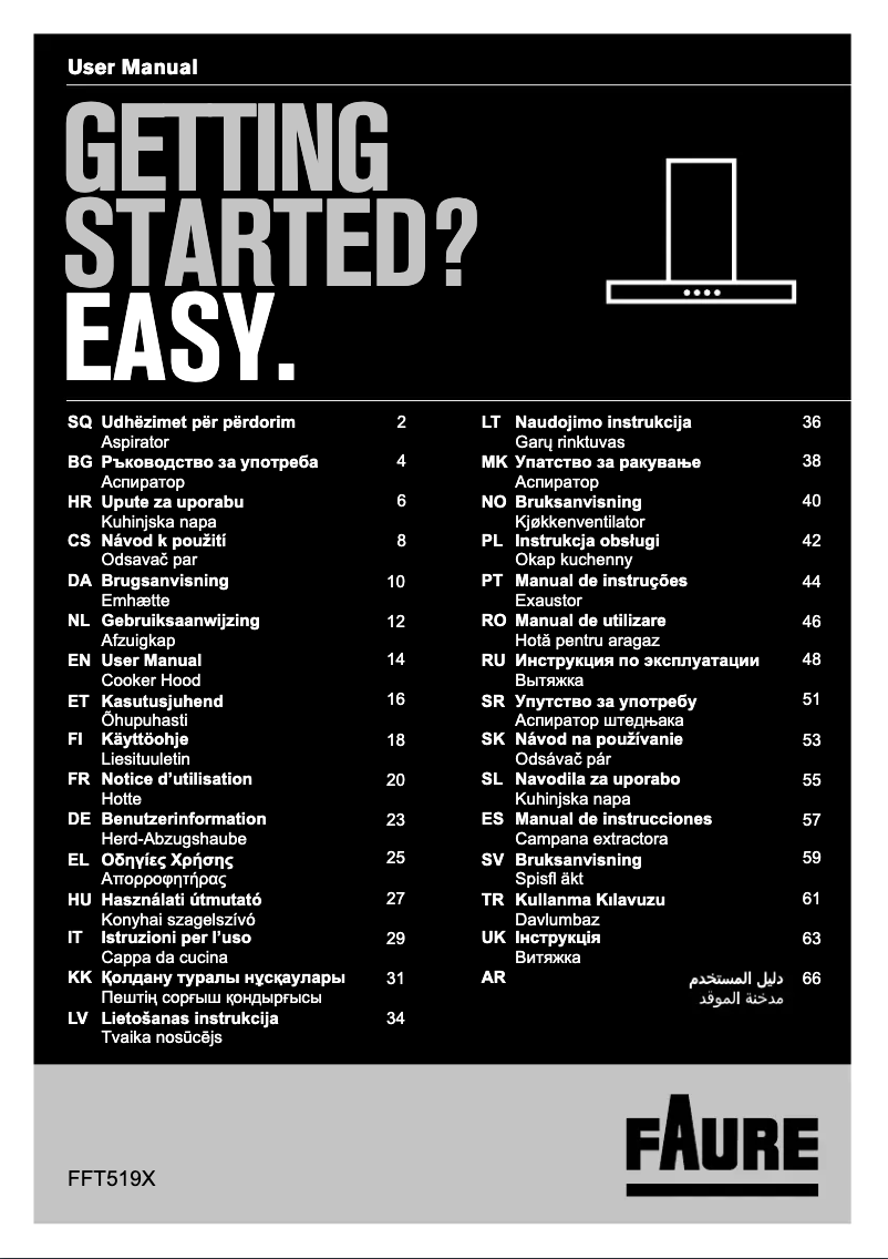 Page 1 de la notice Manuel utilisateur Electrolux FFT519X
