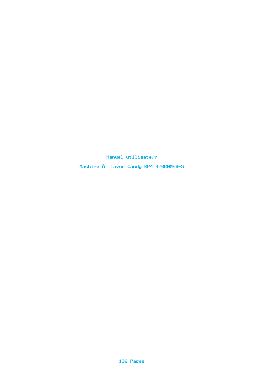 Page 1 de la notice Manuel utilisateur Candy RP4 476BWMR8-S