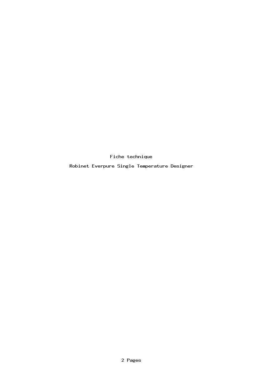 Page 1 de la notice Fiche technique Everpure Single Temperature Designer