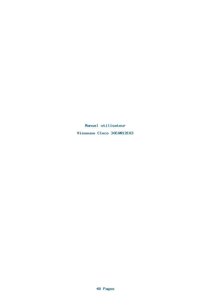 Page 1 de la notice Manuel utilisateur Cleco 30EAN12EA3