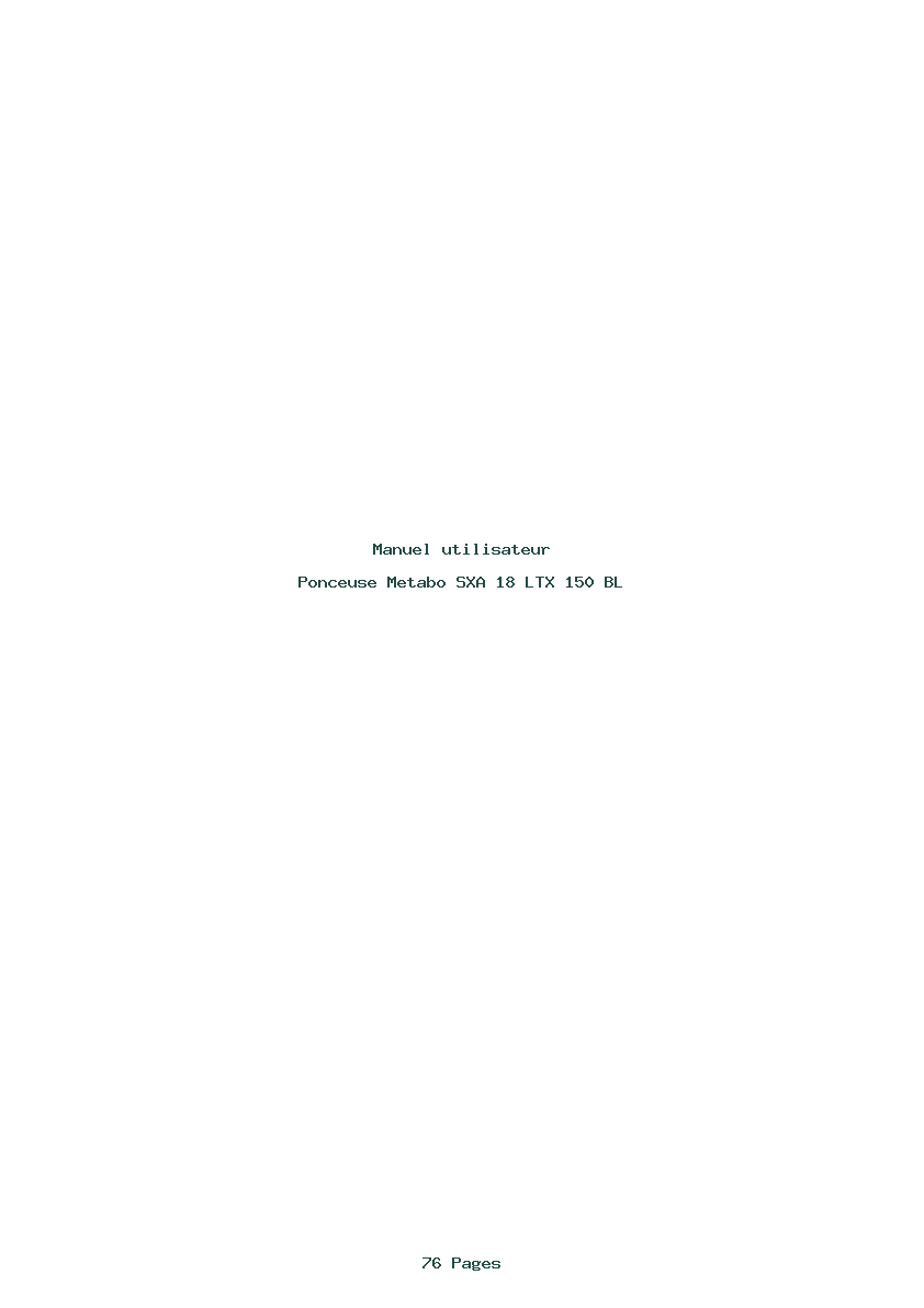 Page 1 de la notice Manuel utilisateur Metabo SXA 18 LTX 150 BL