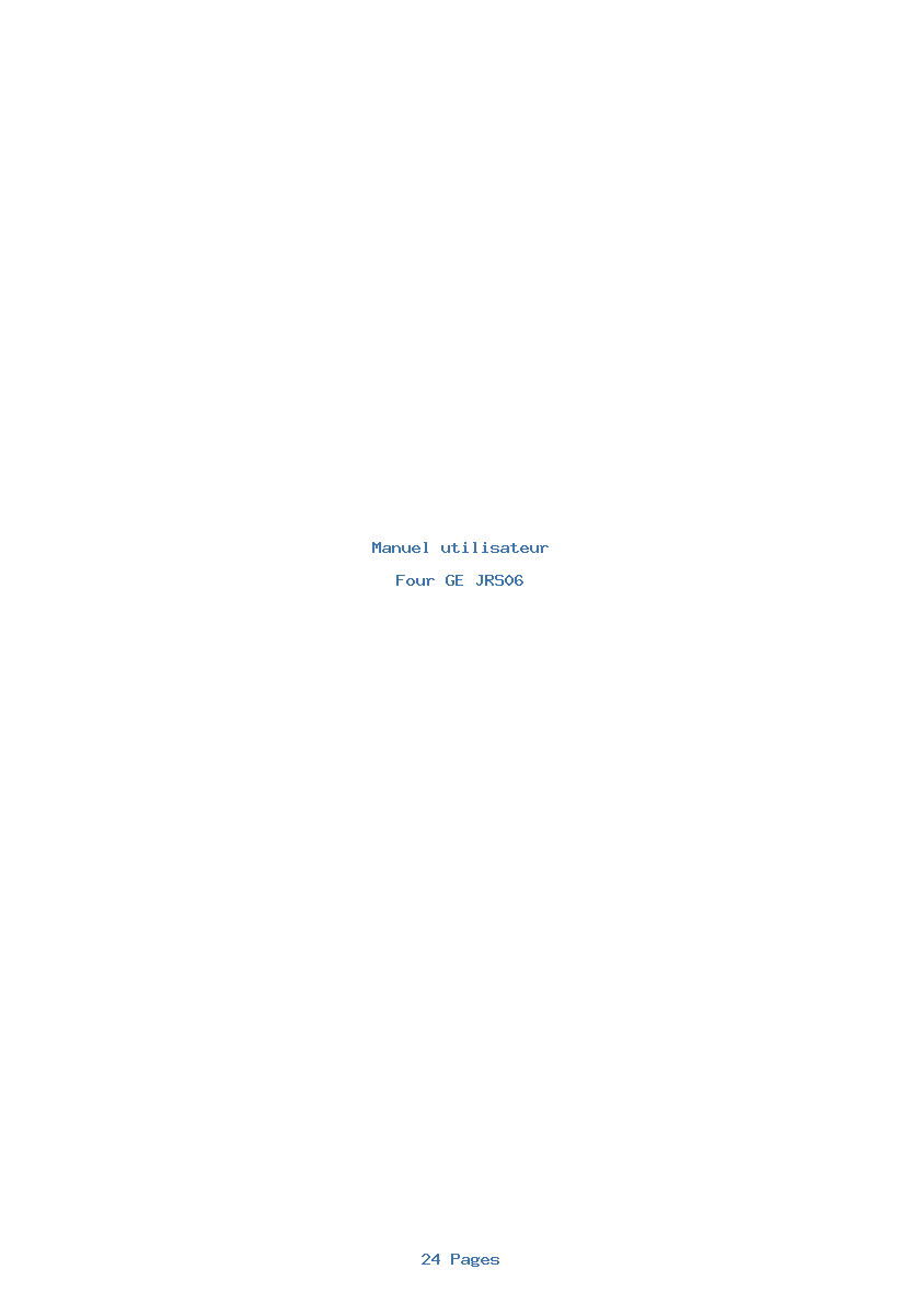 Page 1 de la notice Manuel utilisateur GE JRS06