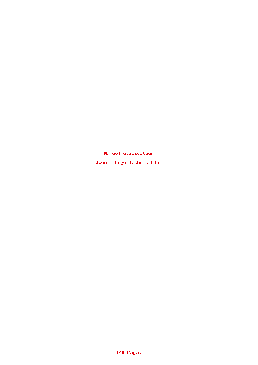 Page 1 de la notice Manuel utilisateur Lego Technic 8458