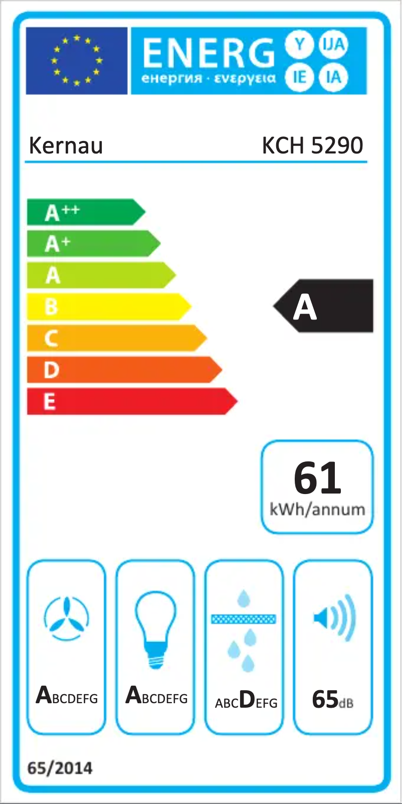 Page 1 de la notice Label énergétique Kernau KCH 5290 B