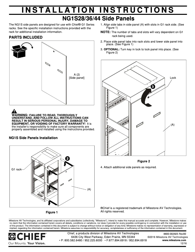 Página 1 del manual Manual de usuario Chief NG1S3633