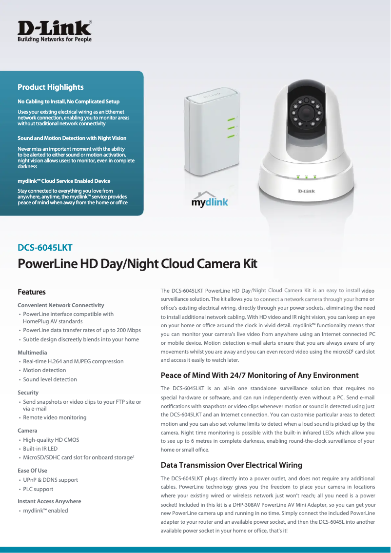 Page 1 de la notice Fiche technique D-Link DCS-6045LKT