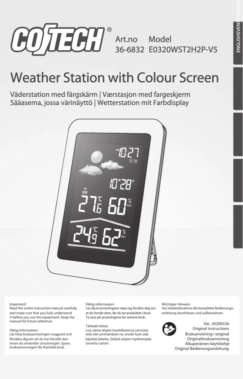 Page 1 de la notice Manuel utilisateur Cotech E0320WST2H2P-V5