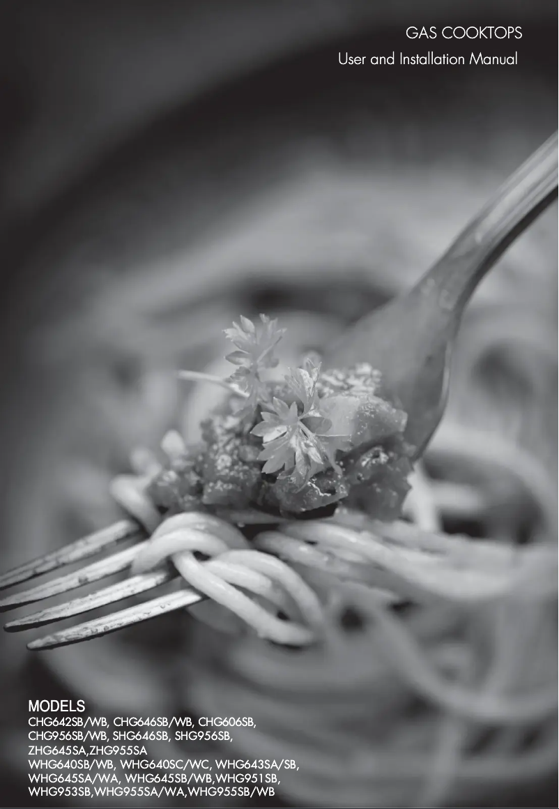 Page 1 de la notice Manuel utilisateur Westinghouse WHG955SB