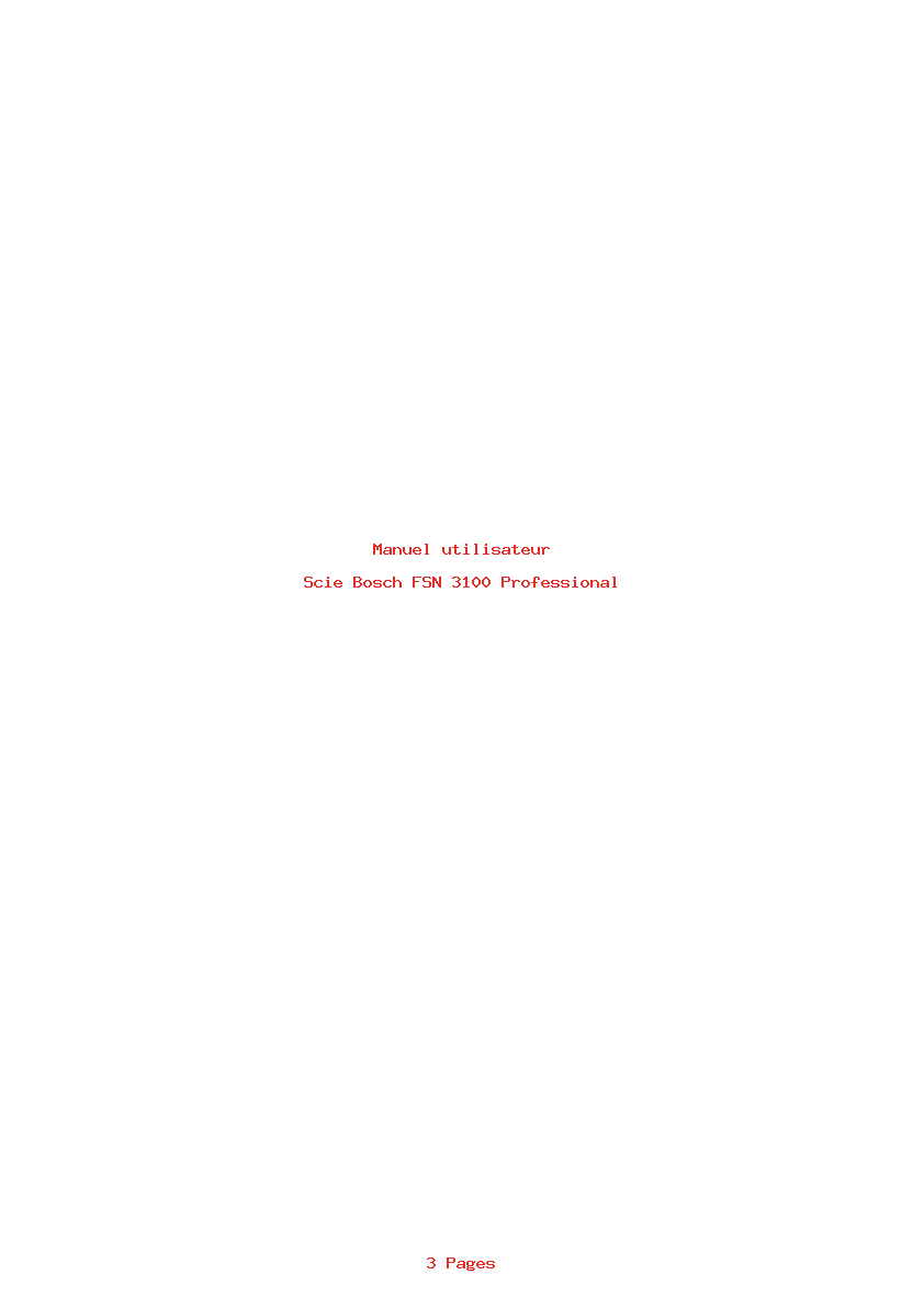 Page 1 de la notice Manuel utilisateur Bosch FSN 3100 Professional