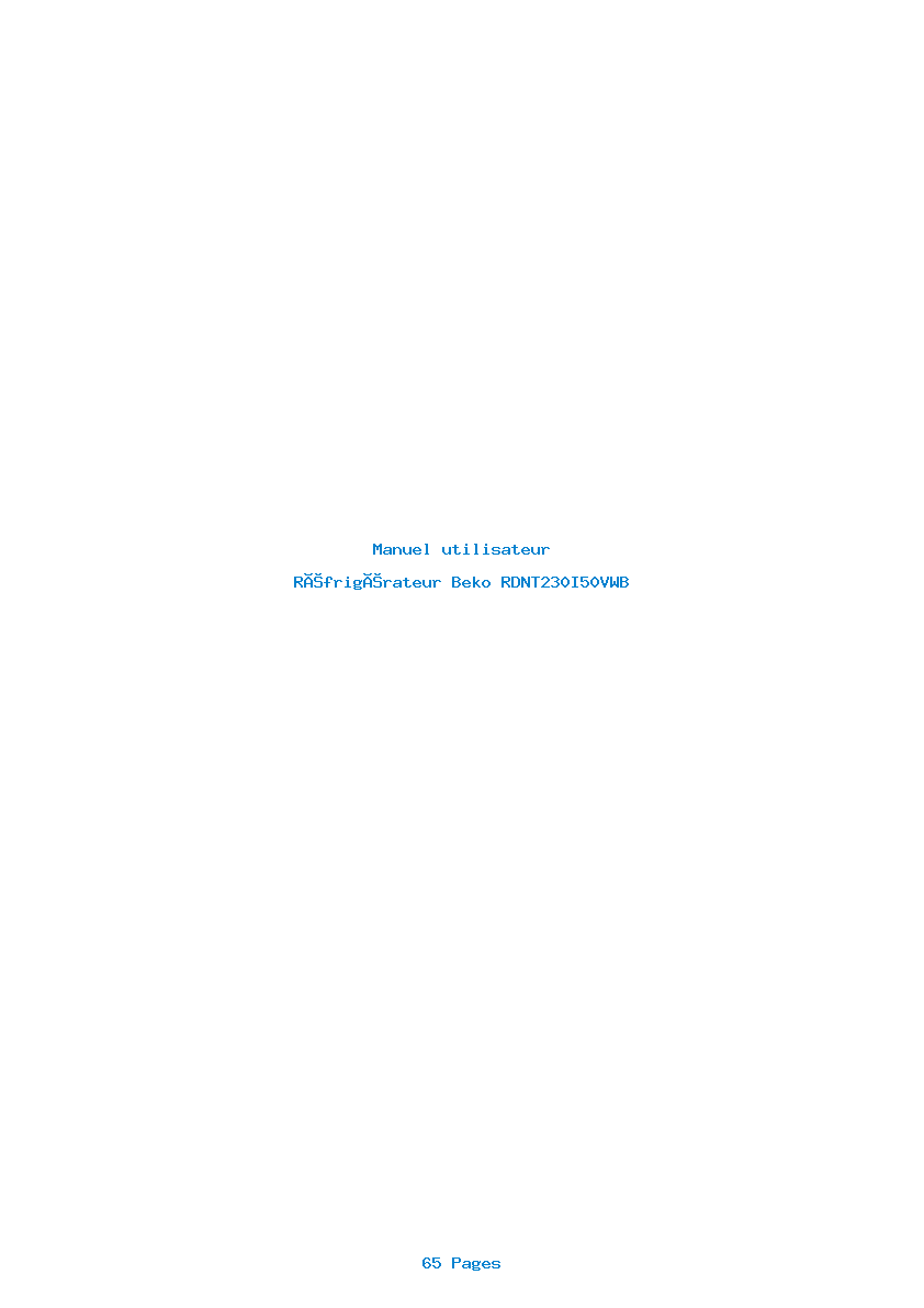 Page 1 de la notice Manuel utilisateur Beko RDNT230I50VWB