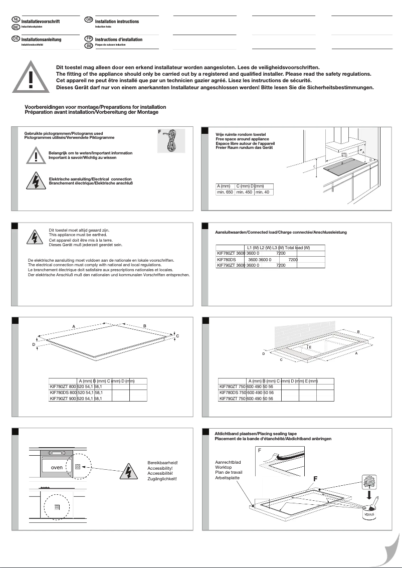 Page 1 de la notice Guide d'installation Etna KIF780ZT