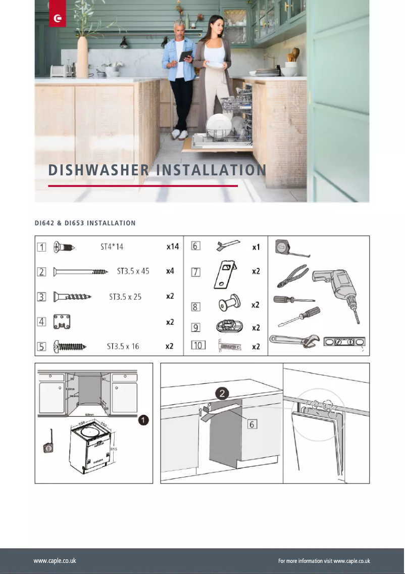 Page 1 de la notice Guide d'installation Caple Di642