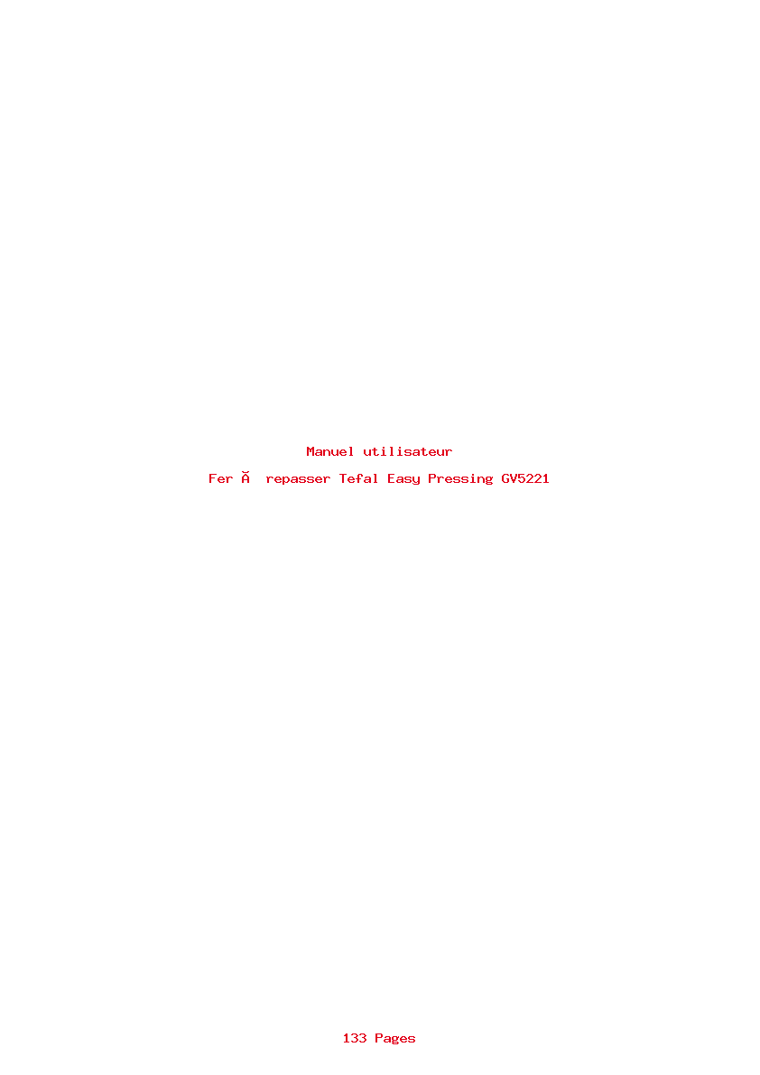 Page 1 de la notice Manuel utilisateur Tefal Easy Pressing GV5221