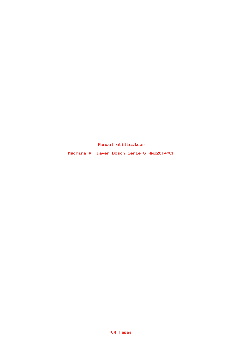 Page 1 de la notice Manuel utilisateur Bosch Serie 6 WAU28T40CH