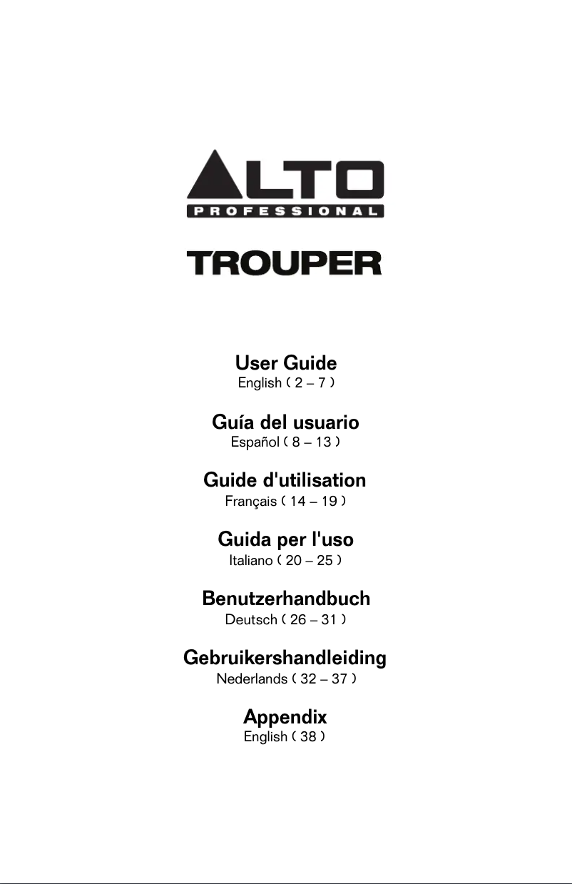 Page 1 de la notice Manuel utilisateur Alto Trouper