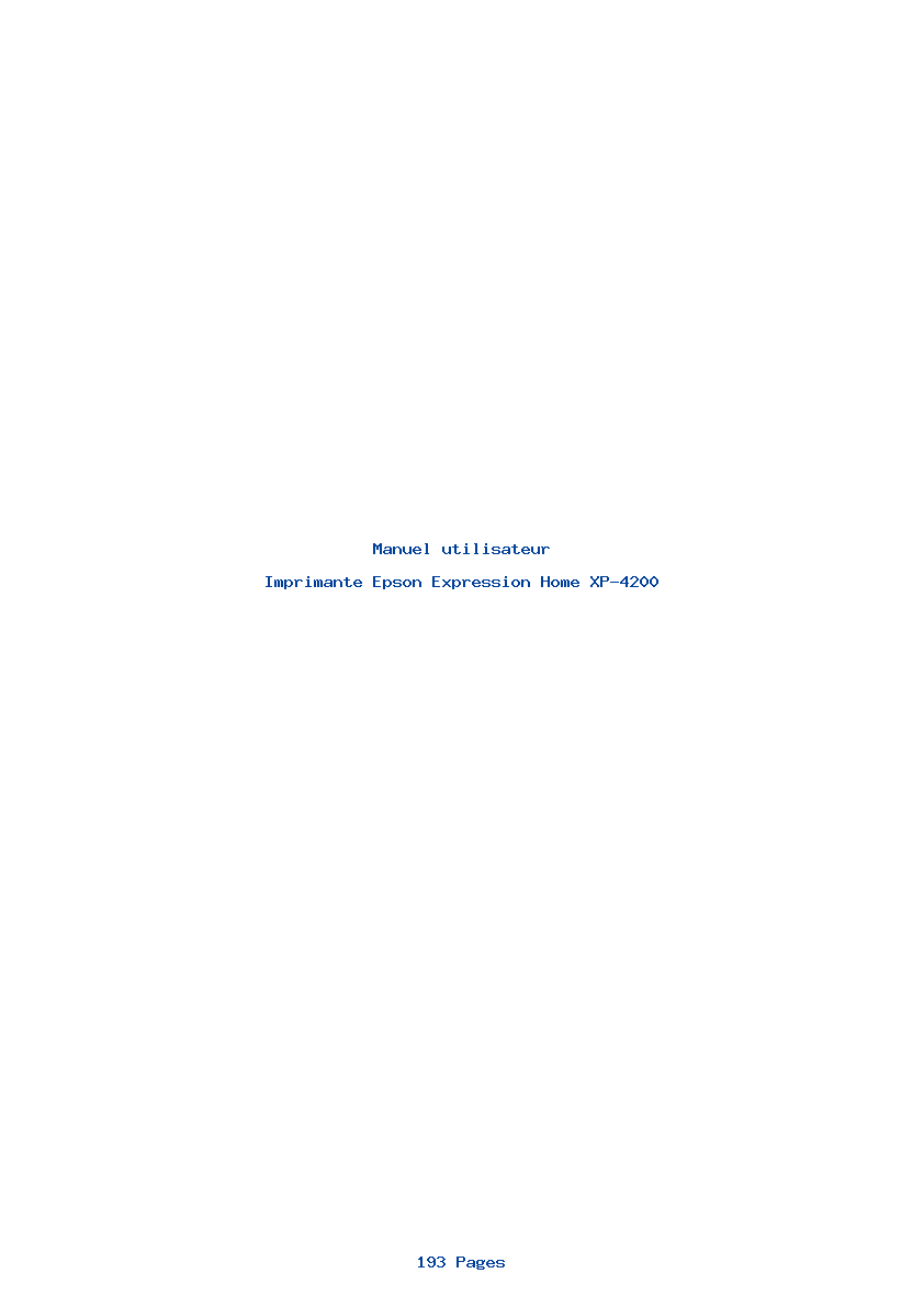 Page 1 de la notice Manuel utilisateur Epson Expression Home XP-4200