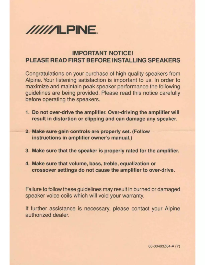 Page 1 of the manual User Manual Alpine SPE-6090