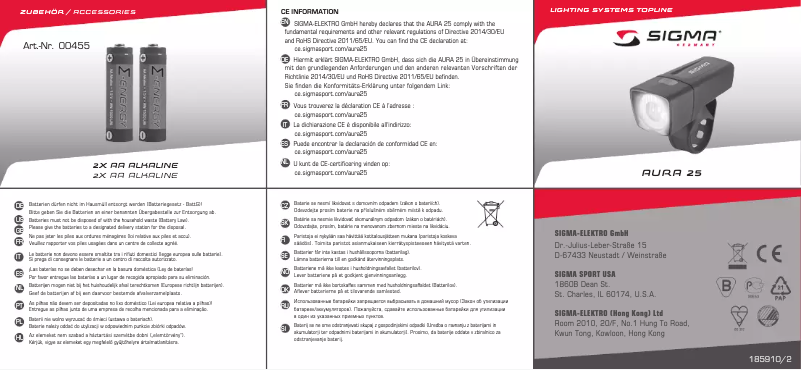 Page 1 de la notice Manuel utilisateur Sigma Aura 25