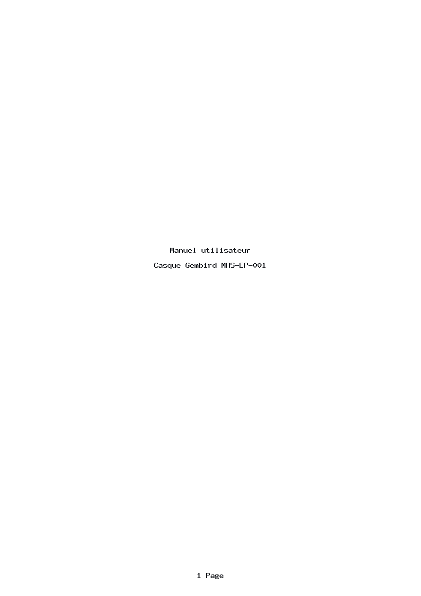 Page 1 de la notice Manuel utilisateur Gembird MHS-EP-001