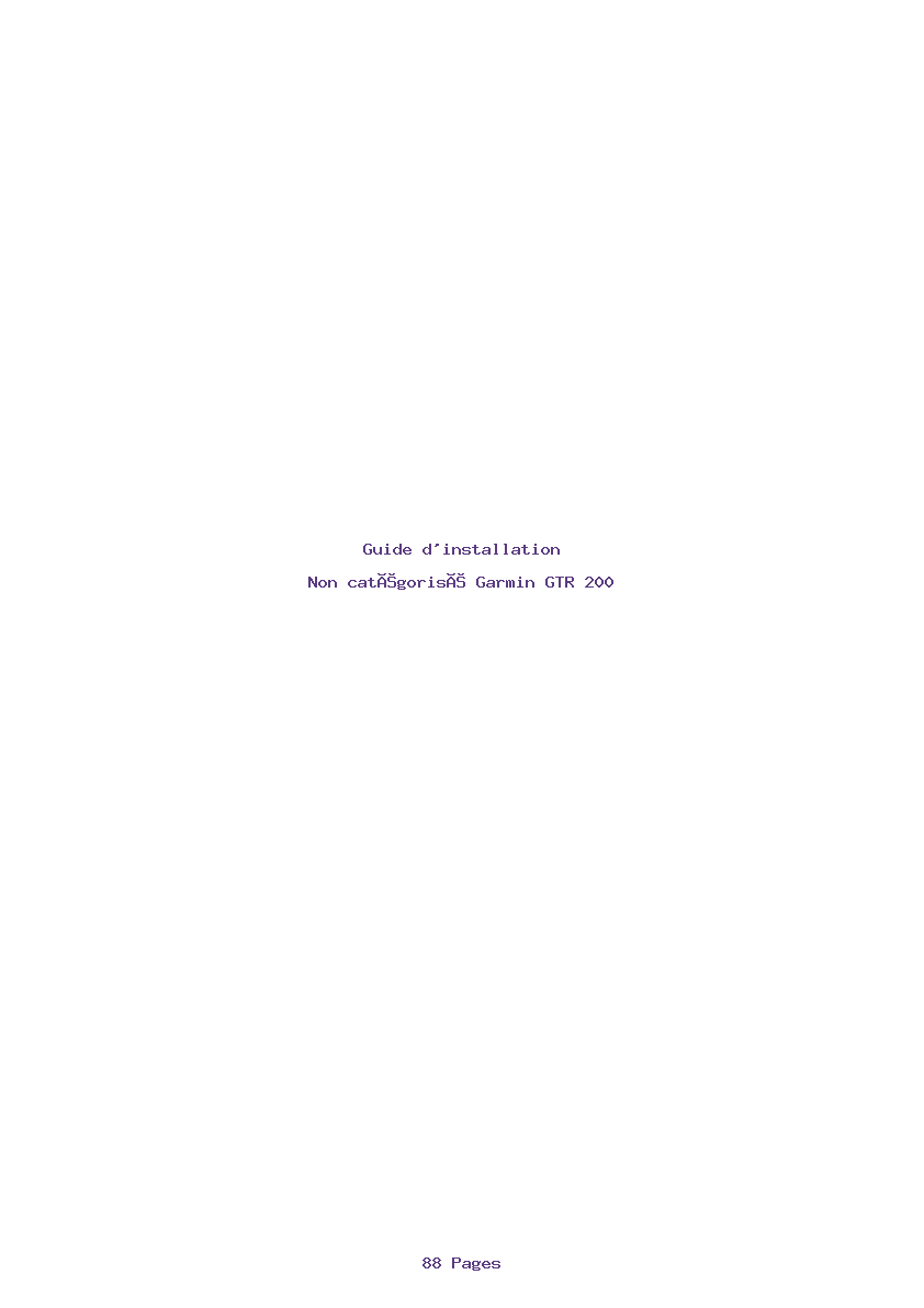 Page 1 de la notice Guide d'installation Garmin GTR 200