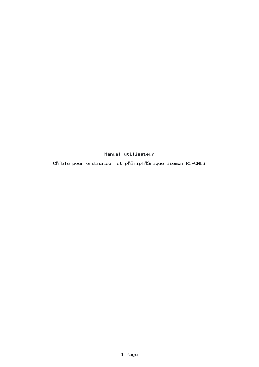 Page 1 de la notice Manuel utilisateur Siemon RS-CNL3