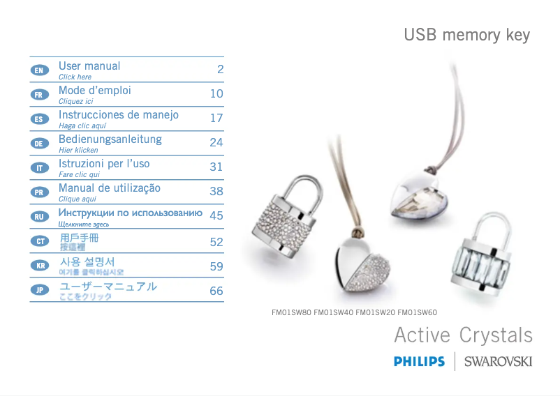 Page 1 of the manual User Manual Philips Swarovski FM01SW21