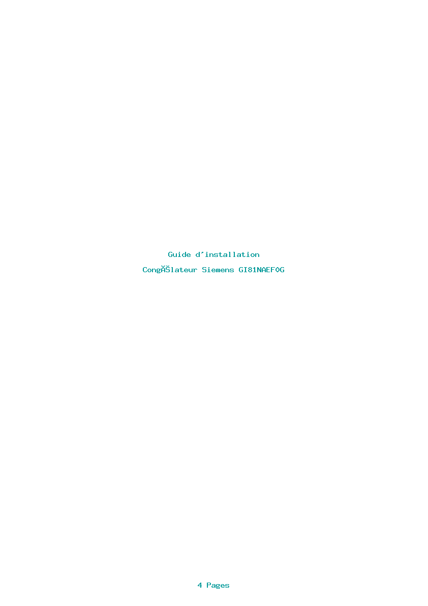 Page 1 de la notice Guide d'installation Siemens GI81NAEF0G