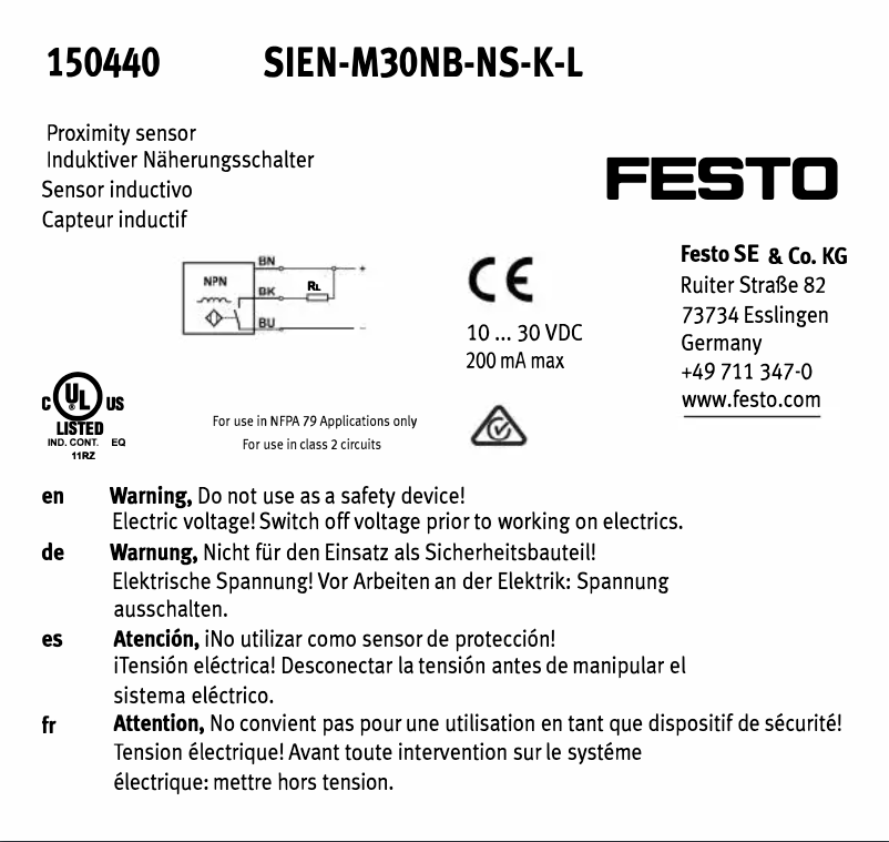 Page 1 de la notice Manuel utilisateur Festo SIEN-M30NB-NS-K-L