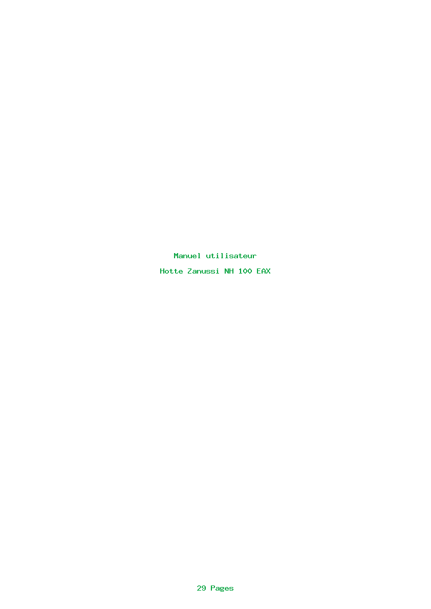 Page 1 de la notice Manuel utilisateur Zanussi NH 100 EAX