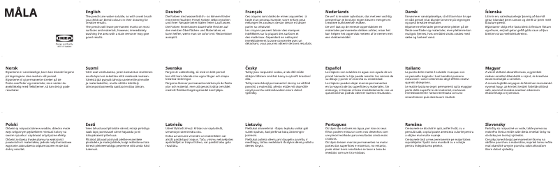 Page 1 de la notice Manuel utilisateur Ikea MÅLA 704.565.86