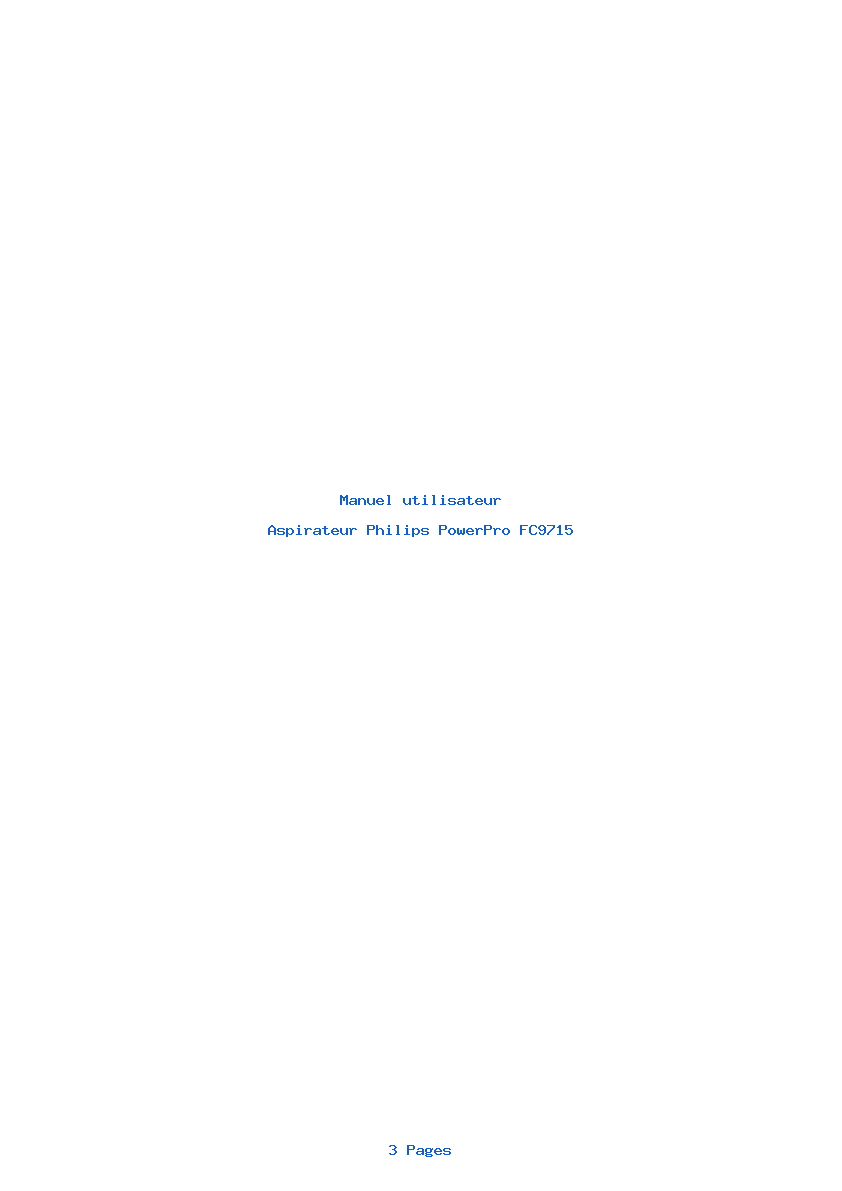 Page 1 de la notice Manuel utilisateur Philips PowerPro FC9715