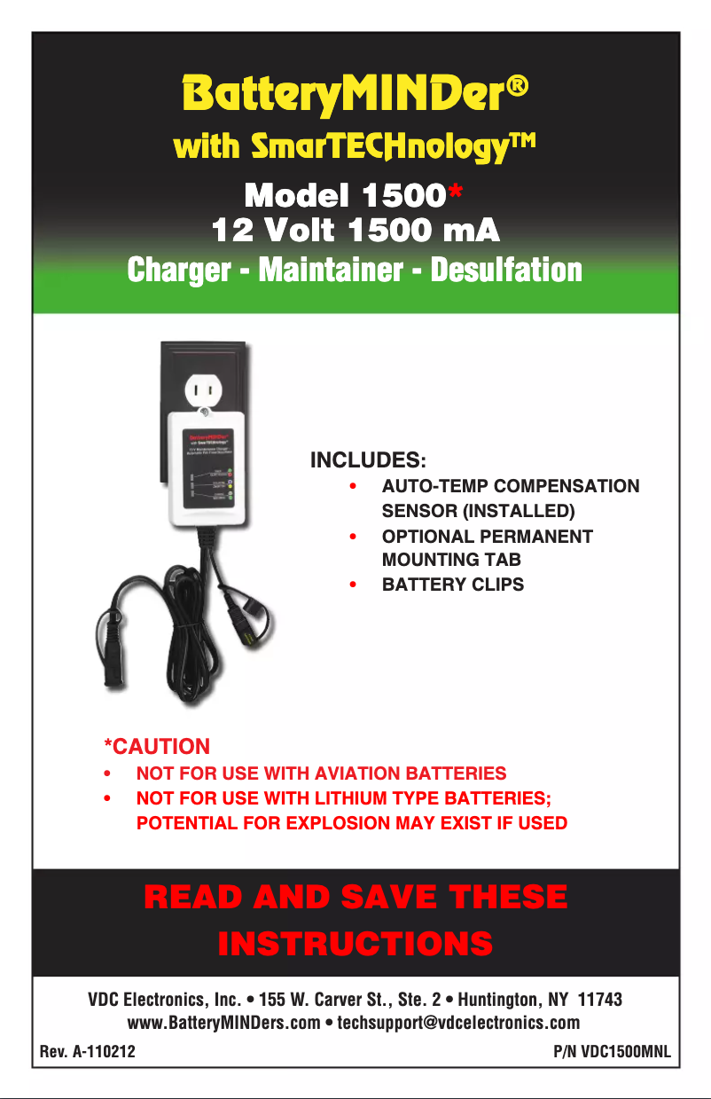 Página 1 del manual Manual de usuario BatteryMINDer 1500