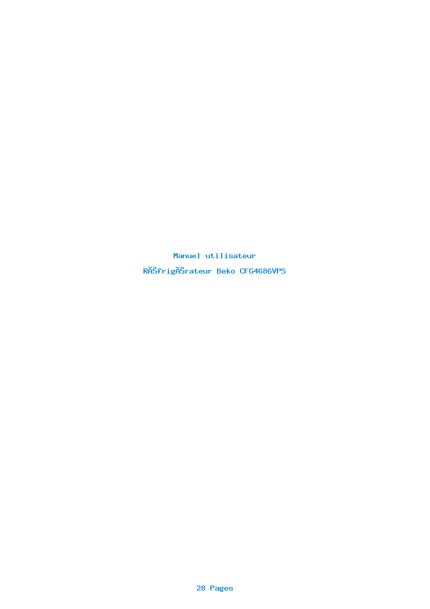 Page 1 de la notice Manuel utilisateur Beko CFG4686VPS
