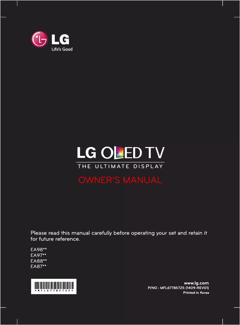 Page 1 de la notice Manuel utilisateur LG 55EA985V