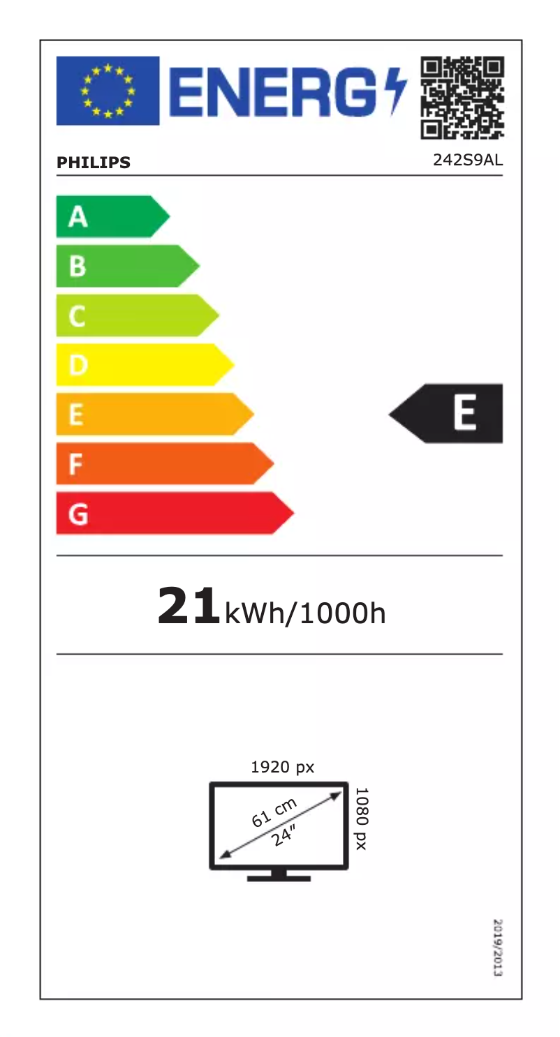 Page n°1 - Label énergétique Philips 242S9AL