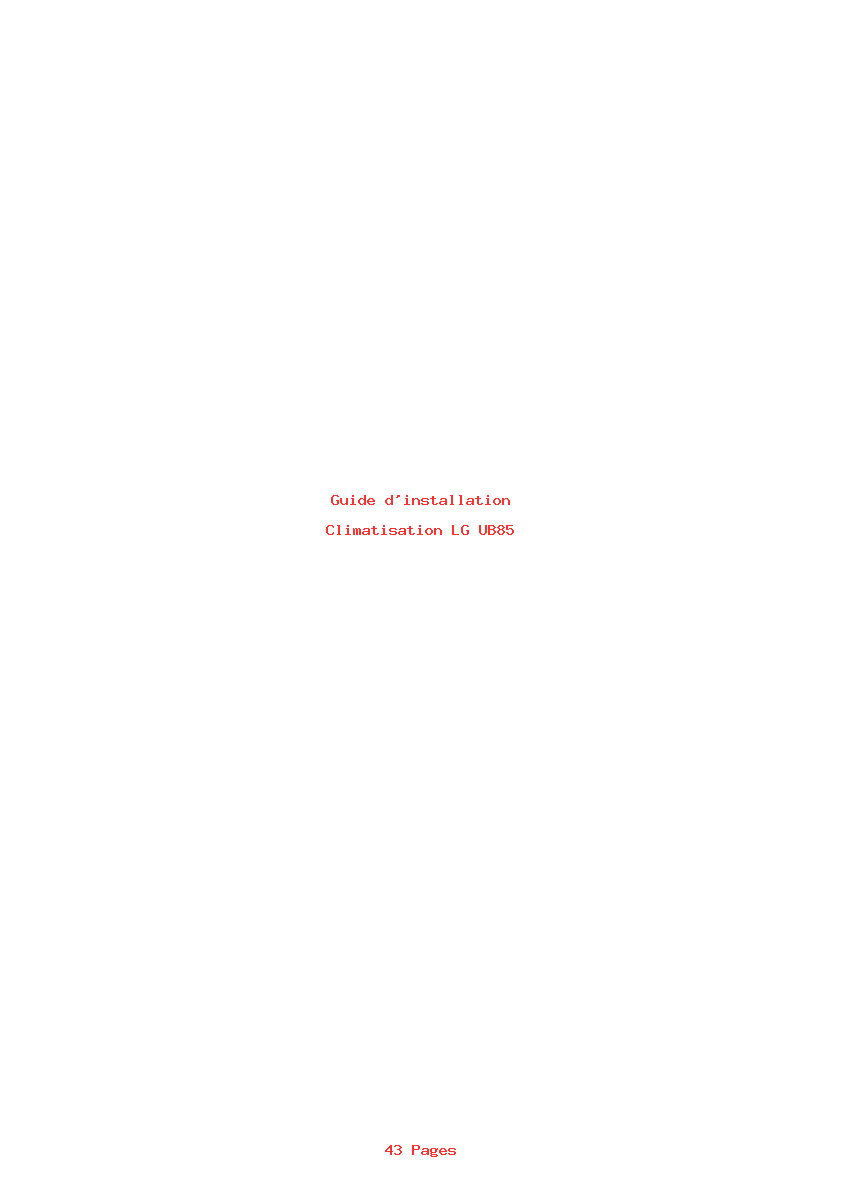 Page 1 de la notice Guide d'installation LG UB85
