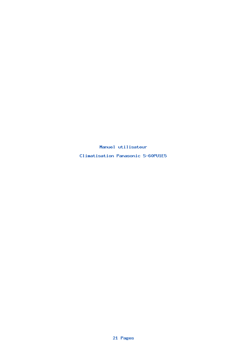 Page 1 de la notice Manuel utilisateur Panasonic S-60PU1E5