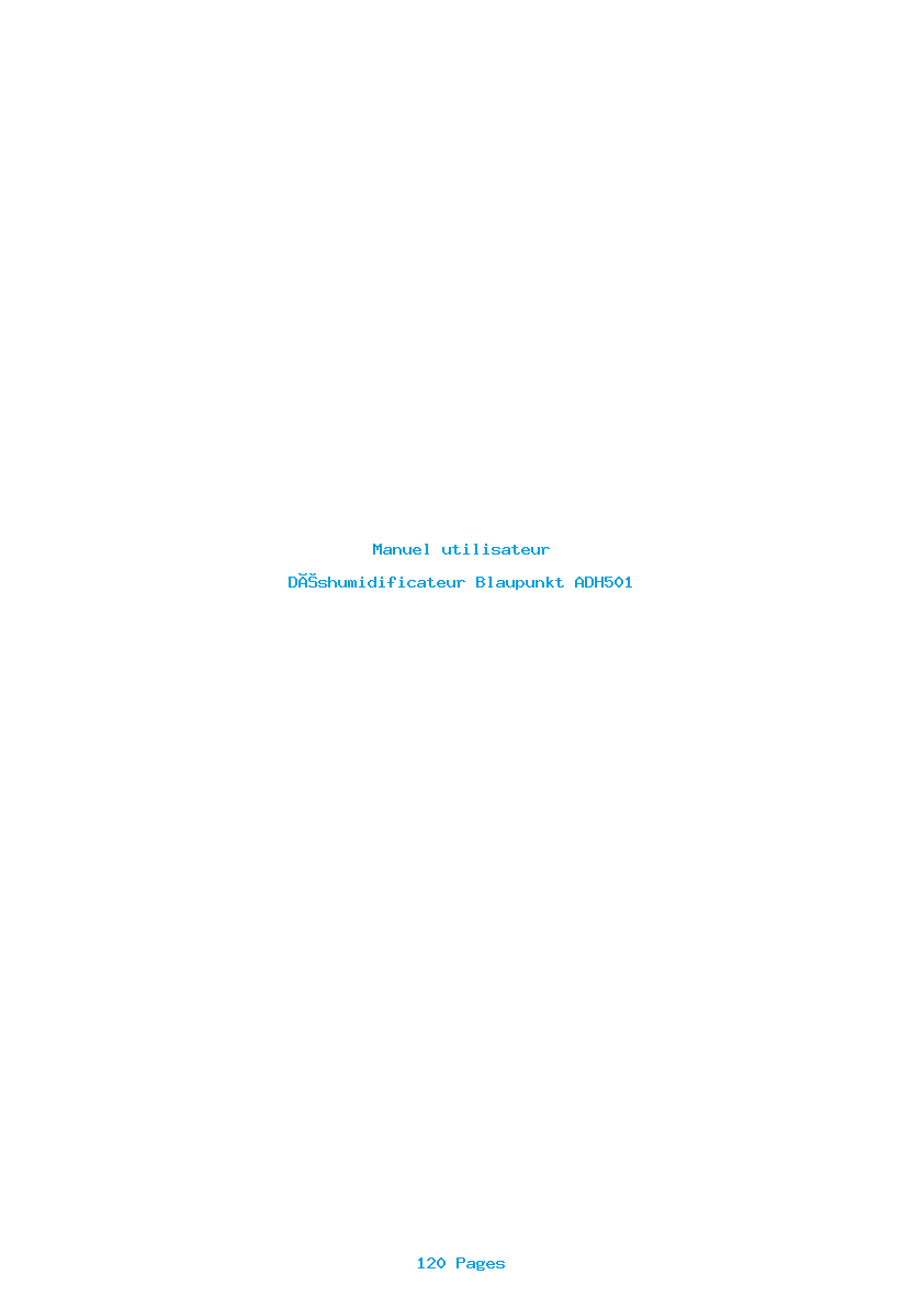 Page 1 de la notice Manuel utilisateur Blaupunkt ADH501