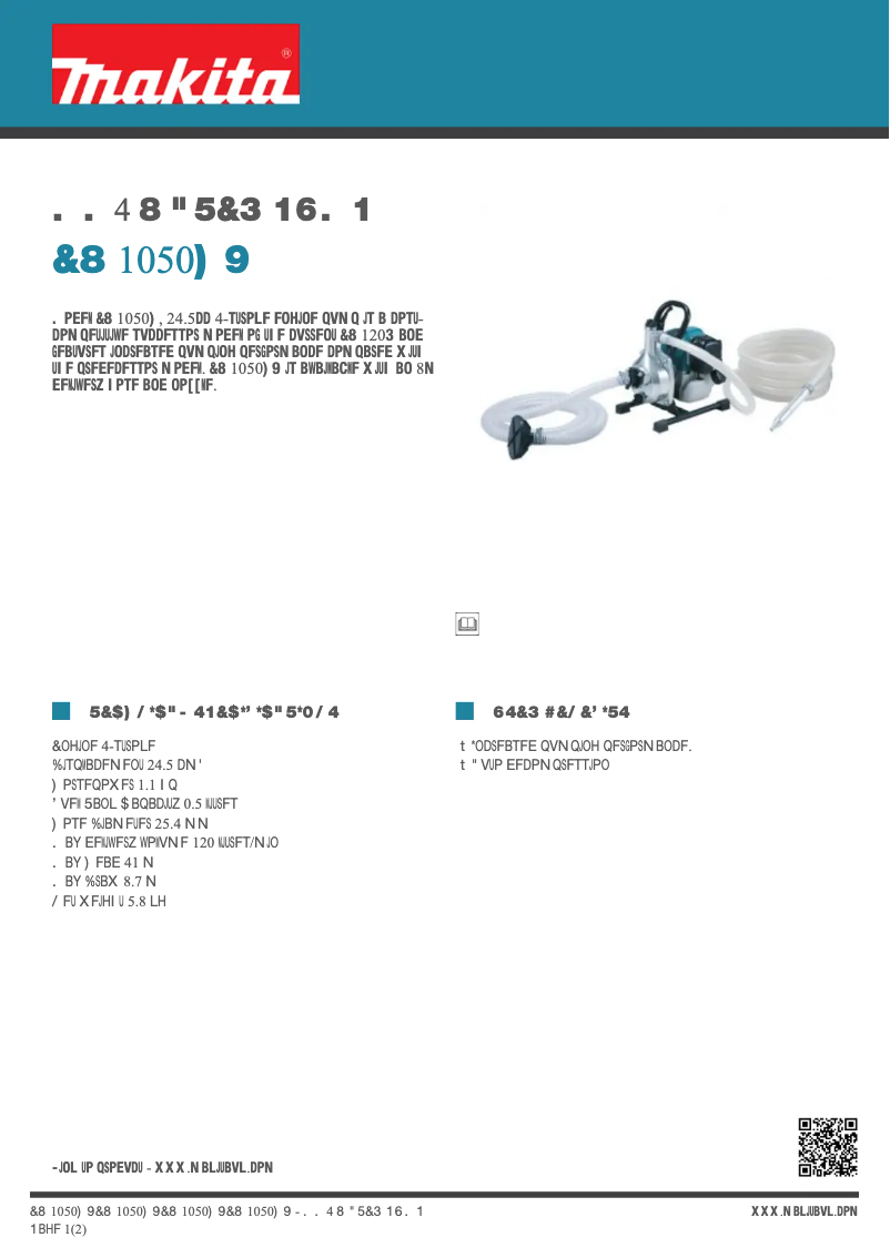 Página 1 del manual Ficha técnica Makita EW1050HX