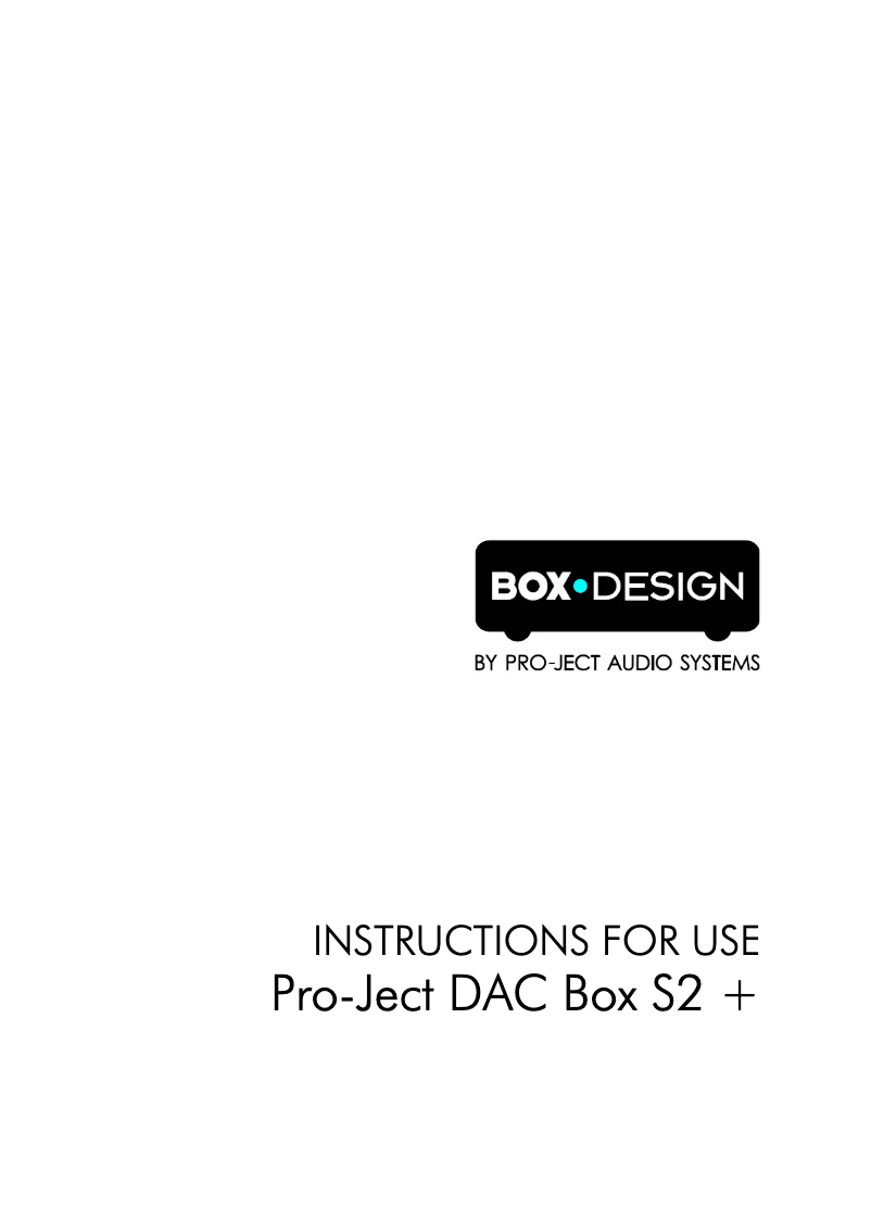 Page 1 de la notice Manuel utilisateur Pro-Ject DAC Box S2 Plus