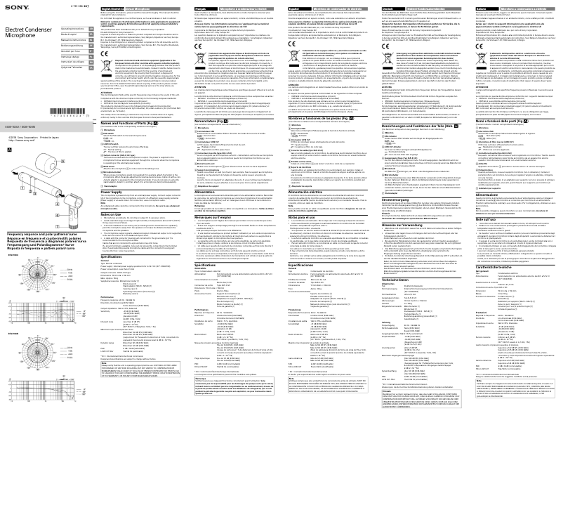 Page 1 de la notice Manuel utilisateur Sony ECM-100U
