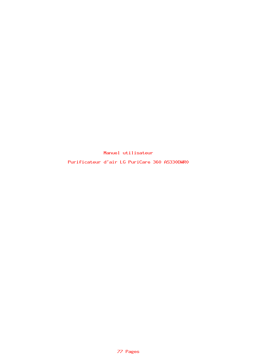 Page 1 de la notice Manuel utilisateur LG PuriCare 360 AS330DWR0