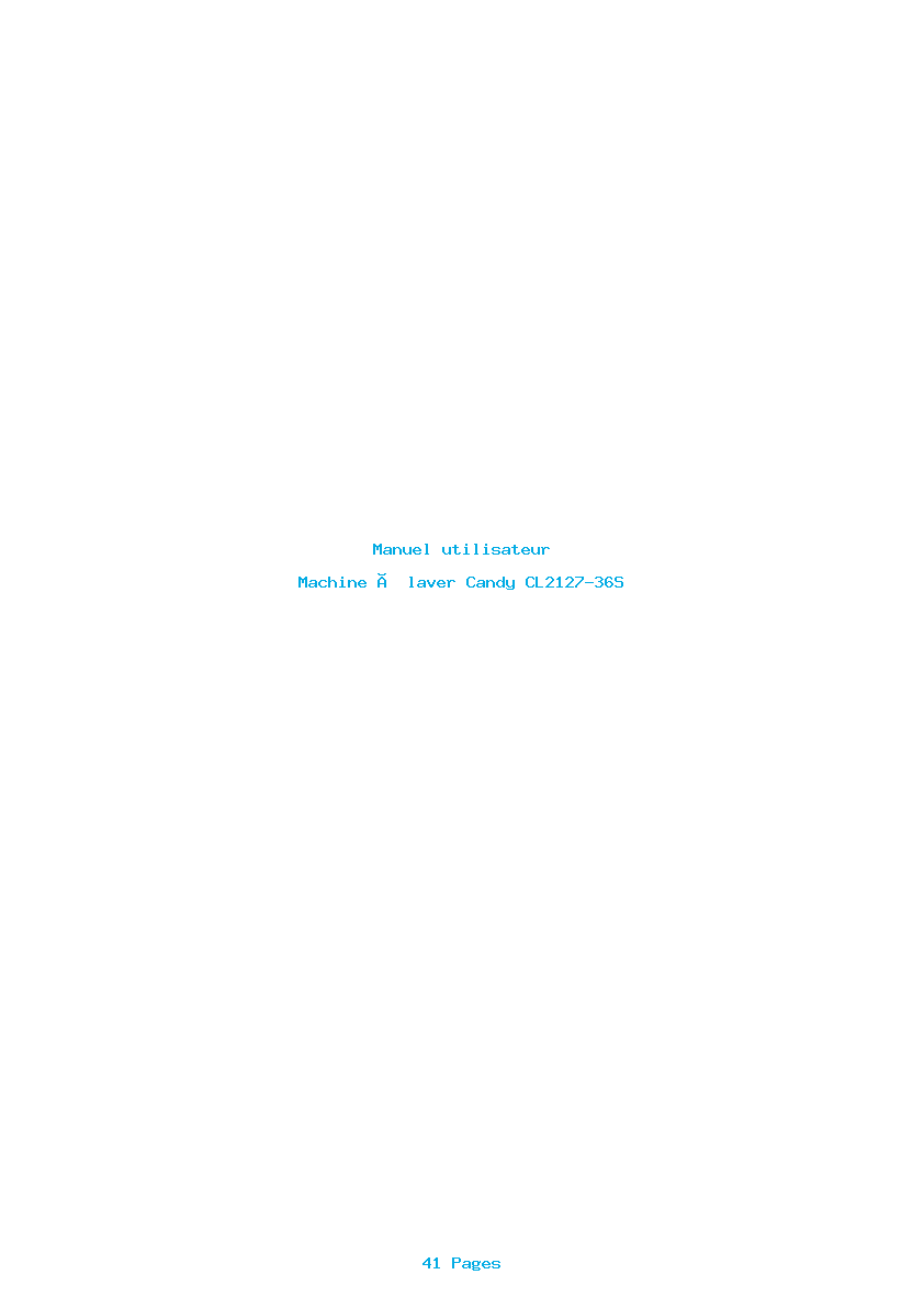 Page 1 de la notice Manuel utilisateur Candy CL2127-36S