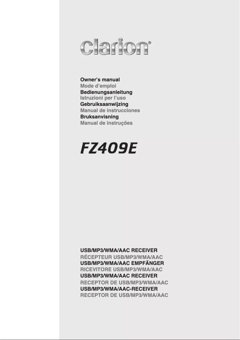 Page 1 de la notice Manuel utilisateur Clarion FZ409E