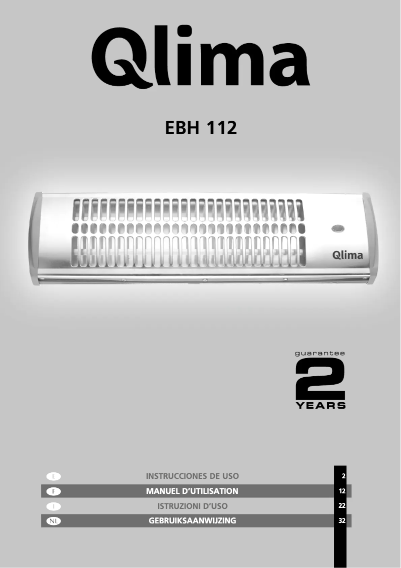 Page 1 of the manual User Manual Qlima EBH 112
