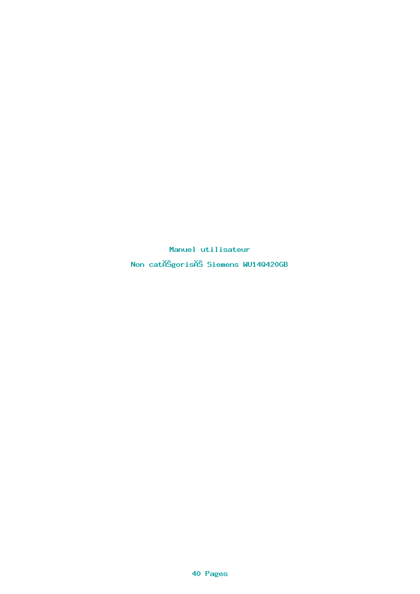 Page 1 de la notice Manuel utilisateur Siemens WU14Q420GB