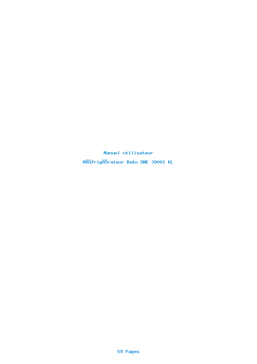 Page 1 de la notice Manuel utilisateur Beko DNE 30001 KL