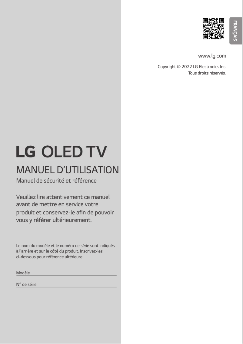 Page 1 de la notice Manuel utilisateur LG 65ART90E6QA