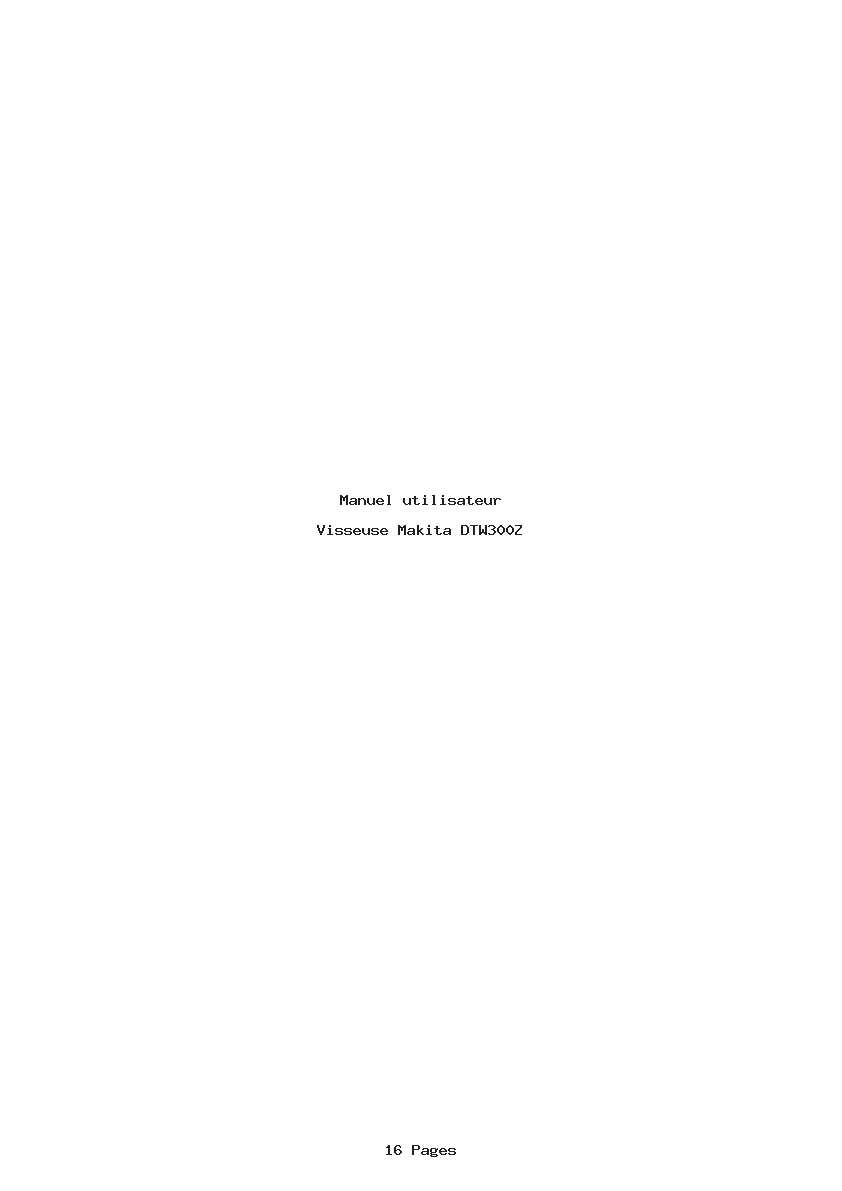 Page 1 de la notice Manuel utilisateur Makita DTW300Z